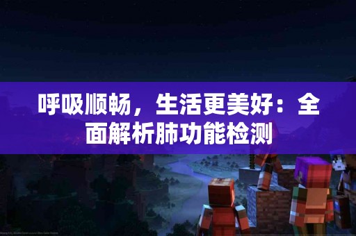 呼吸顺畅，生活更美好：全面解析肺功能检测